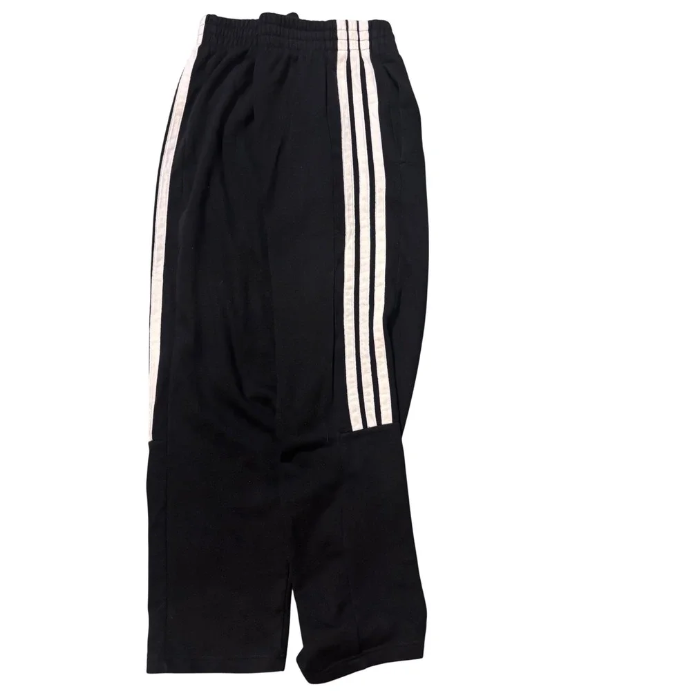 Adidas Track Pants Mens Medium Black  3-Stripe Fleece Joggers Sweatpants